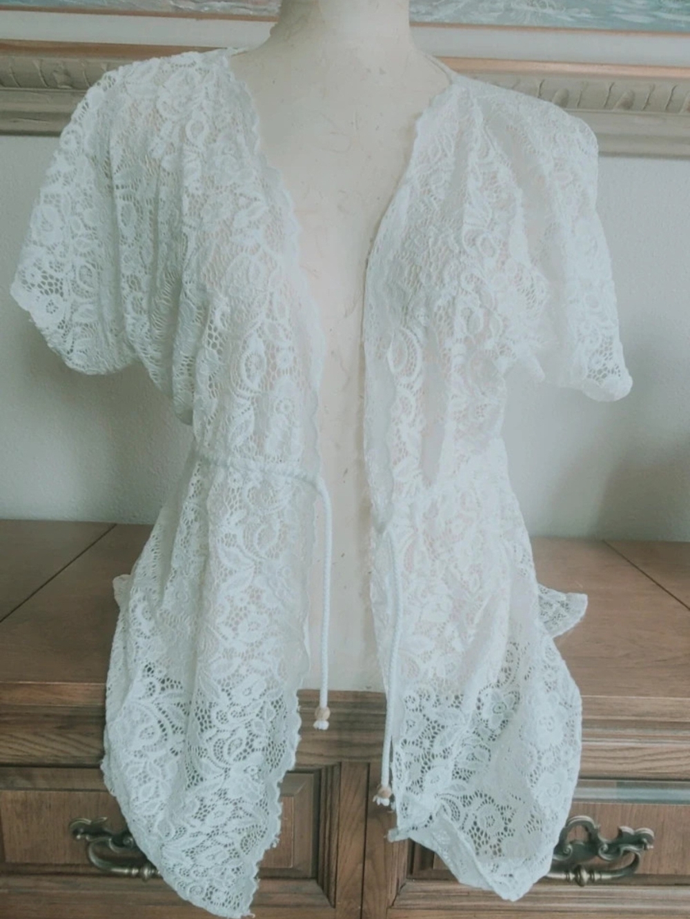 White Lace Kimono Cover-Up - Women Intimates & Sleepwear